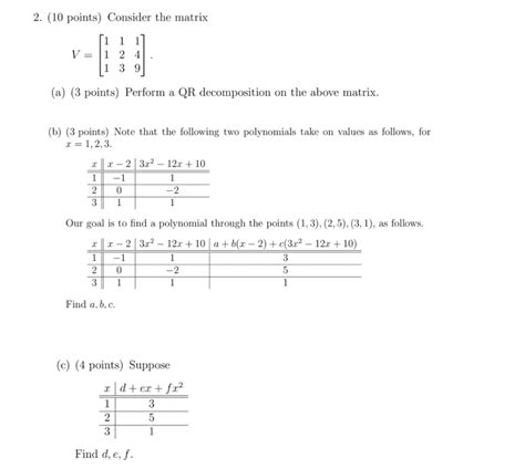 Solved 2 10 Points Consider The Matrix ſi 1 1] V 1 24