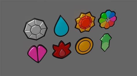 Pokemon Kanto Gym Badges D Model Cgtrader