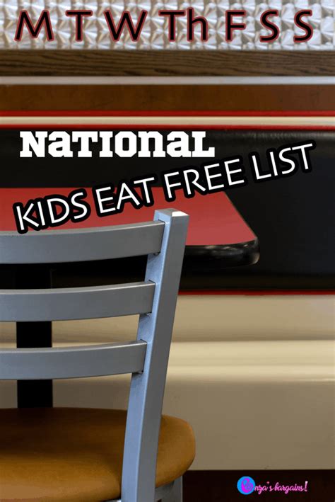 National Kids Eat Free Deals - Enza's Bargains