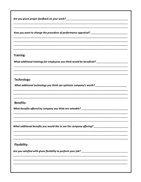 Printable Employee Satisfaction Survey Template