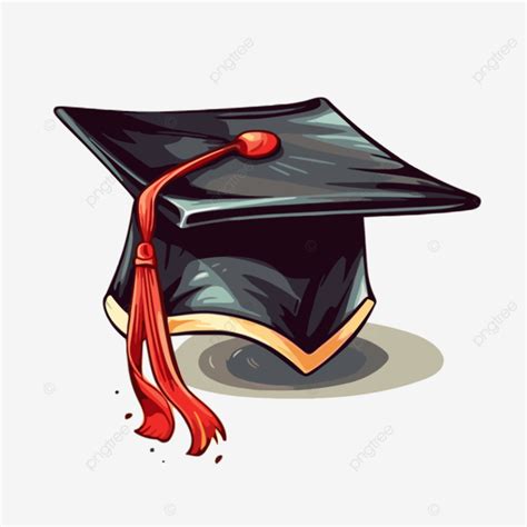 Graduation Cap Vector, Sticker Clipart Black Graduation Cap Sitting On ...