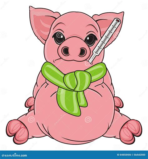 Sick Pig. Vector Illustration | CartoonDealer.com #90725270