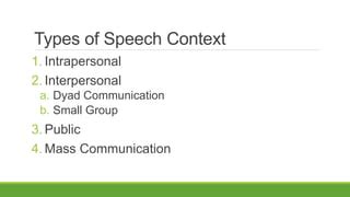 Types Of Speech Context And Style PPT