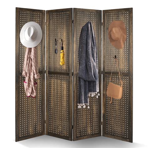 Hofitlead Panel Carving Room Divider Ft Tall Wooden Screen Folding