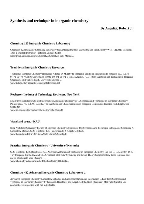 PDF Synthesis And Technique In Inorganic Chemistry DOKUMEN TIPS