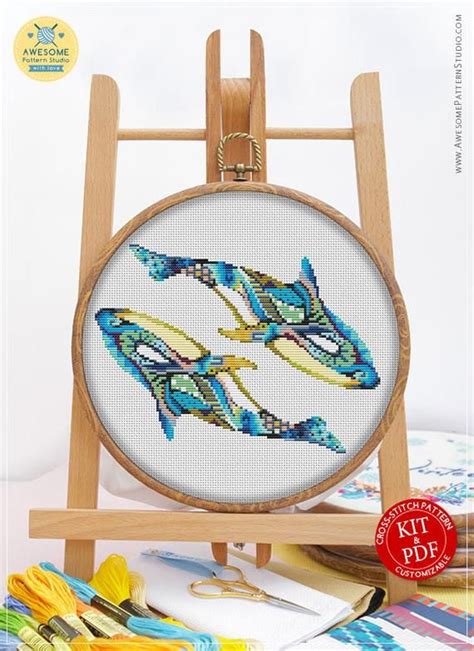 Mandala Whales CS226 Counted Cross Stitch Pattern KIT And PDF