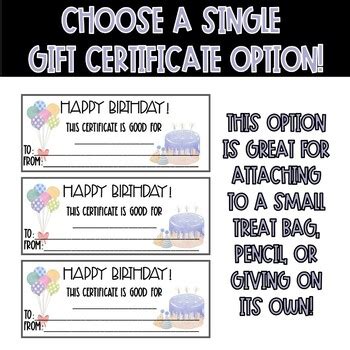 Editable and Premade Birthday Gift Certificates | TPT