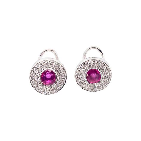 Ruby Diamond 18 Karat White Gold Drop Earrings For Sale At 1stDibs