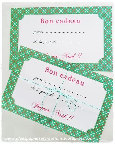 Bon Cadeau à Imprimer Idées Papiers Et Créations