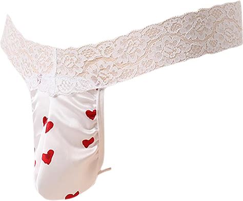 Meoilce Mens Sissy Lingerie Gay Cross Dresser Lace Panties Sexy Silk Satin Bulge Pouch G String