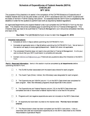 Fillable Online Finance Vermont Schedule Of Expenditures Of Federal