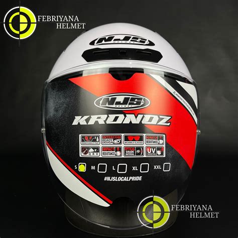 Jual Helm Njs Kronoz Solid White Half Face Njs Kronoz Polos Shopee