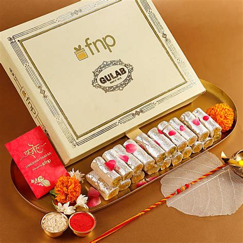 Buy Send Sneh Beads Mauli Rakhi Gulab Kaju Roll Online Fnp