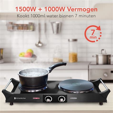 KitchenBrothers Elektrische Kookplaat 2 Pits 2500W Zwart Bol