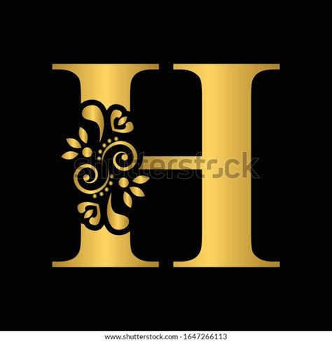 Gold Letter H Vintage Golden Flower Stock Vector Royalty Free