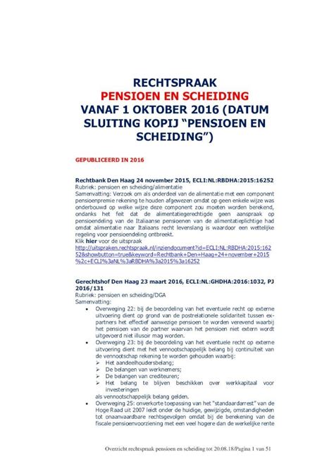 PDF RECHTSPRAAK PENSIOEN EN SCHEIDING VANAF 1 OKTOBER Overzicht