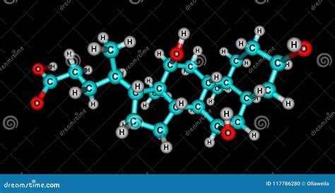 Estructura Molecular Del ácido De Cholic Aislada En Negro Stock de