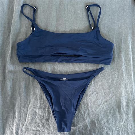 Toast Swim Navy Blue Bikini Cheeky Bottoms Size Depop