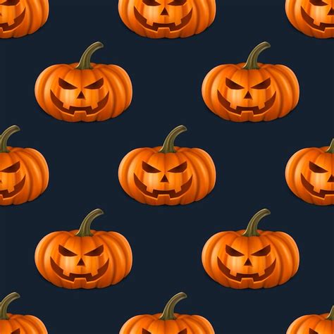 Premium Vector Vector Halloween Seamless Pattern With Funny Pumpkins