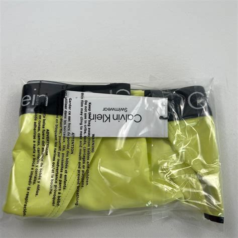 Calvin Klein Swimwear Women UPF50 Bikini Bottom W Logo Neon Yellow S