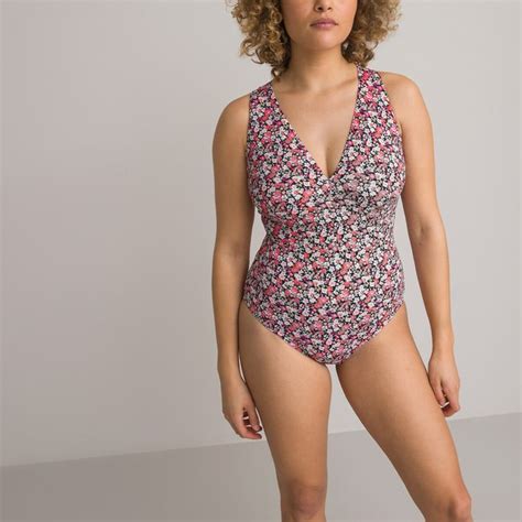 Les Signatures Recycled Racerback Swimsuit Floral Print La Redoute