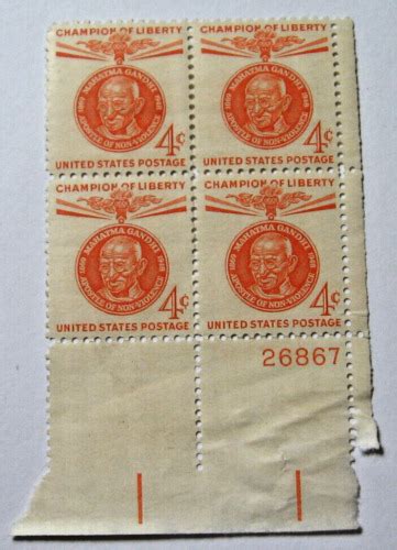 Mahatma Gandhi Champions Of Liberty Block Of Four Cent Stamps Scott