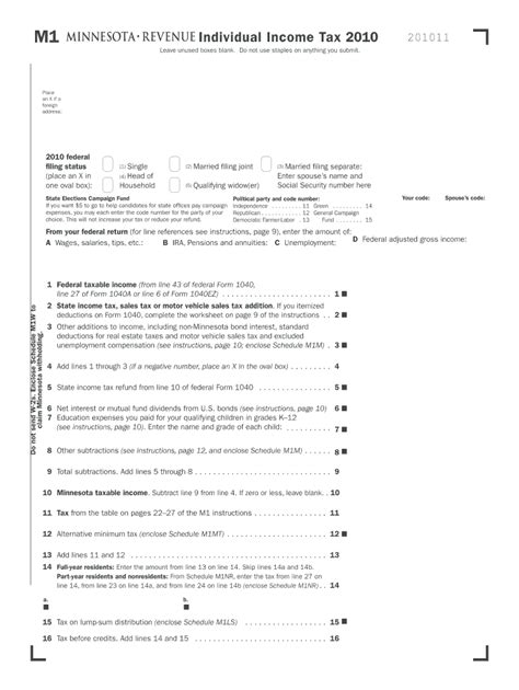 Minnesota M1 Instructions 2023 2025 Form Fill Out And Sign Printable