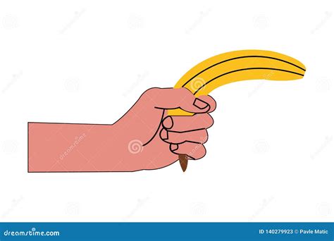 Hand holding a banana gun stock vector. Illustration of cheerful ...