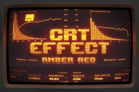 复古做旧crt机琥珀红显示器效果样机模板 Crt Machine Amber Red Monitor Effect