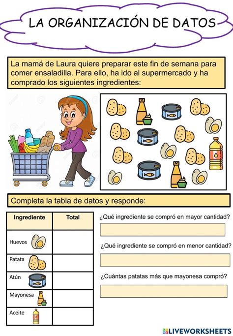 Estadística 1 primaria worksheet Tablas de datos Actividades