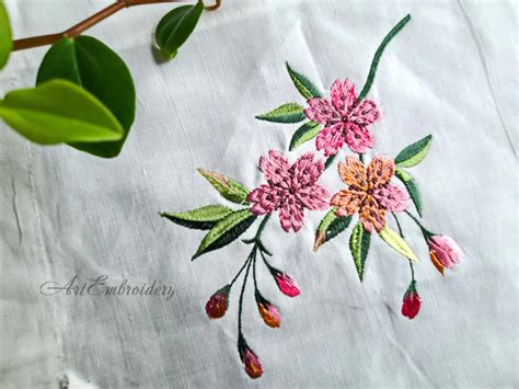 Sakura Branch Machine Embroidery Designs Set Of Two Designs Etsy