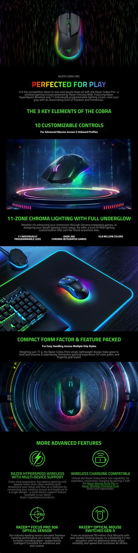 Razer Cobra Pro Ambidextrous Rgb Wireless Optical Gaming Mouse Black