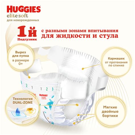 Подгузники Huggies Elite Soft для новорожденных 1 3-5кг 100шт купить по ...