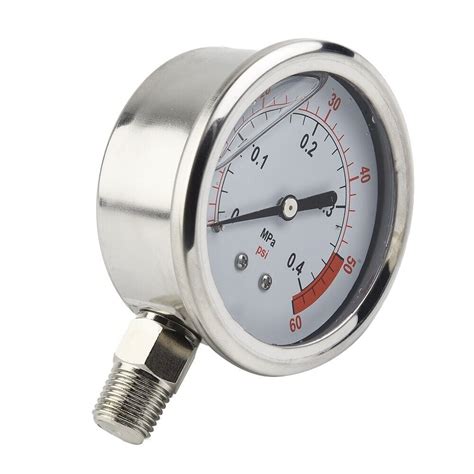 Practical Pressure Gauge Water Gauge 1 4NPT Lower Mount Stainless Steel