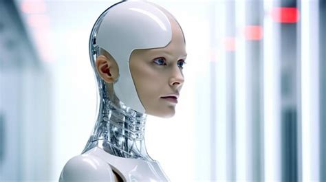 Premium Photo | Futuristic Female Android Robot Copy Space