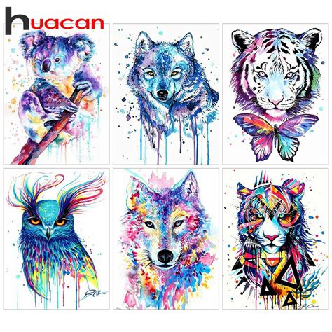 Huacan 5d diy pintura diamante praça cheia tigre kit arte diamante