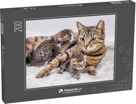 Puzzle 200 Teile Mama Mutter Katze und Baby Katze Kätzchen