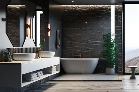 Premium AI Image | Luxury modern bathroom interior design with glass ...