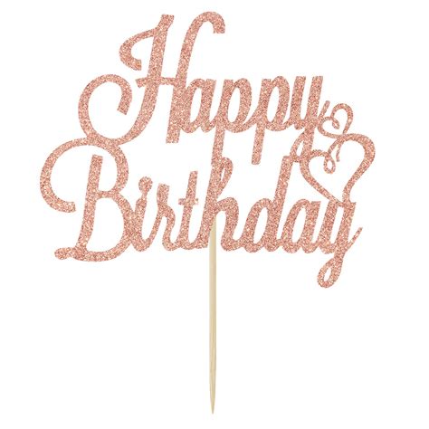 Buy Rose Gold Glitter Happy Birthday Cake Topper Birthday Party