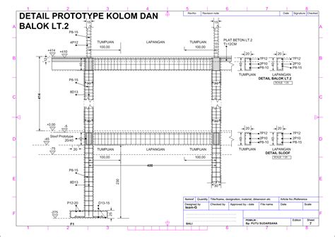 Gambar Kerja Pondasi 7 Detail Prototype Kolom Balok Lantai 2 Teknik