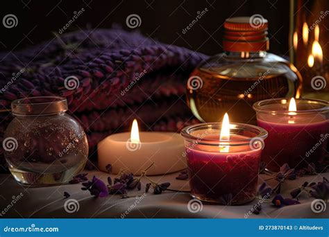 Aromatherapy Massage With The Scent Of Lavender And Geranium Filling The Room Stock