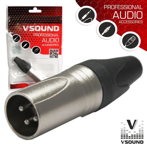 FPS101A Ficha XLR 3p Macho Niquelada C Guarda Cabo VSOUND Viptrónica