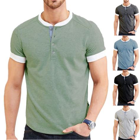 Men Summer Round Neck Short Sleeve T Shirt Plain Casual Gym Muscle Slim Fit Tops Ebay