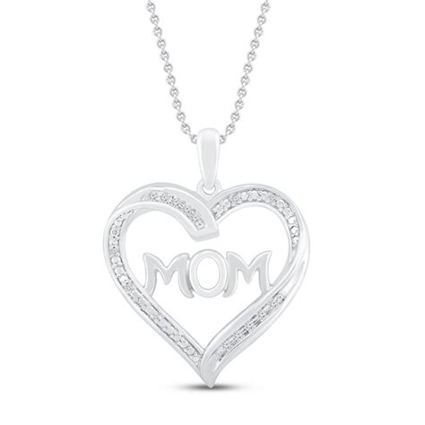 Mom Heart Necklace 1 20 Ct Tw Diamonds Sterling Silver Main All