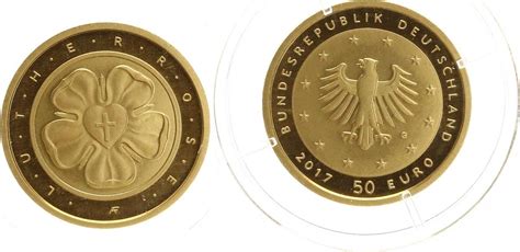 Deutschland - BRD 50 Euro 2017 G - Erste deutsche 50€-Münze: Lutherrose ...