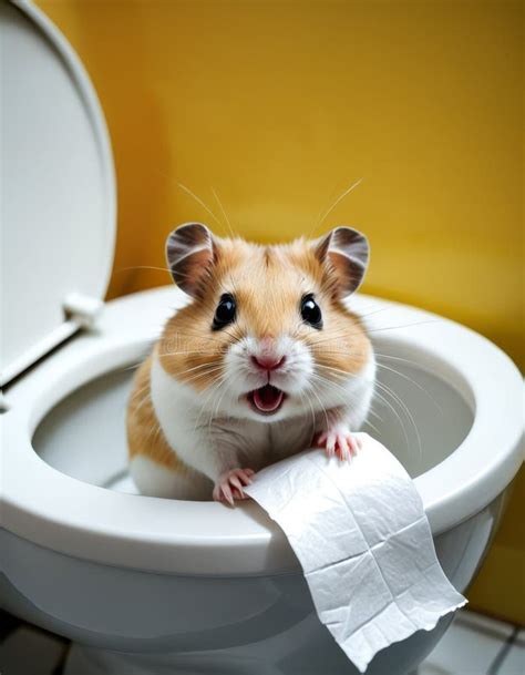 Hamster In Toilet With Toilet Paper Roll Stock Photo Image Of Quirky