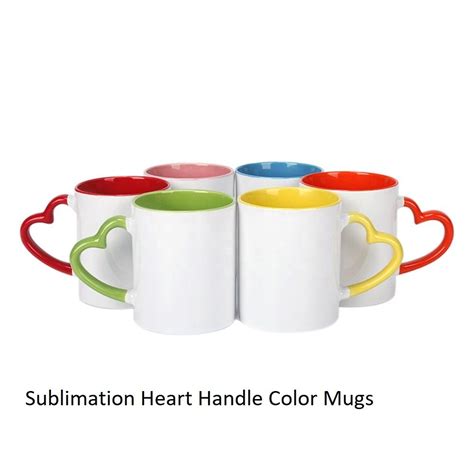 Round Ceramic Heart Handle Sublimation Color Mug Capacity 330 Ml