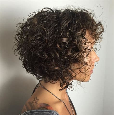 Scrunched Curly Brunette Bob Hairstyle Short Natural Curly Hair Short Curly Hairstyles For