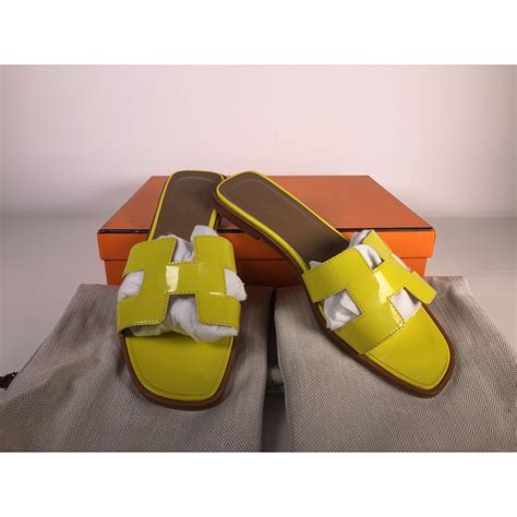 Herm S Oran Cuir Vernis Jaune Ref Joli Closet