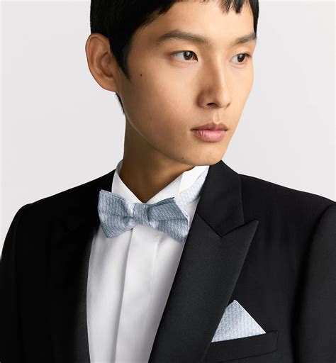 Dior Oblique Pocket Square Light Blue and Blue Silk | DIOR